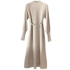 Francés cuello medio largo color sólido suéter interior vestido de punto mujer otoño invierno simple slim legging falda Item Picture